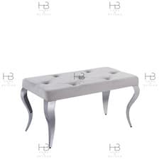 Image of Nicole Small Velvet Deep Buttoned Black/Cream/Grey Bench Chrome Brand New 2025