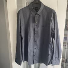 Image of 100% GENUINE A/X ARMANI EXCHANGE GREY/BLUE LONG SLEEVE SHIRT RRP £105 SIZE-XXL