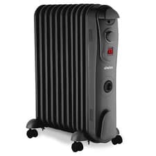 Image of Schallen Oil Filled Radiator 2500W 11 Fin Heater + Thermostat with Timer - BLACK