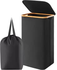 Image of Laundry Basket With Lid 100 Liters Black Bedroom Bathroom Dorm Clothes Hampers