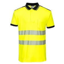 Image of Hi-Vis Polo Shirt Portwest T180 PW3 Cotton Comfort Short Sleeve Safety Workwear