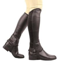 Image of Saxon Equileather Horse Riding Adults Equestrian Half Chaps - Black