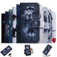 Image of Flip Painted Card Wallet Phone Case For Motorola One Fusion E6 E7 E40 E30 E13