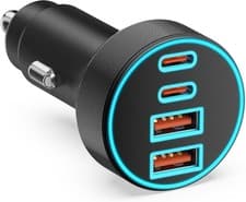 Image of 90W USB C Car Charger 4 Port Fast Charging PD QC Adapter iPhone Samsun