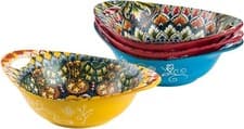 Image of Cereal Bowls, Porcelain Serving Bowl Set of 4-19 Oz, Bowls with Handles for Cer