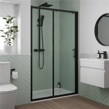 Image of Sliding Shower Door 1200mm - 6mm Black Lightweight Aluminium Frame Bathroom
