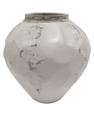 Image of Large Handmade Distressed White Ceramic Vase 36cm – Rustic Modern Home Decor