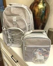 Image of Pottery Barn school LARGE Backpack + Lunch Bag Teen Gear Up Ombre Glitter  .
