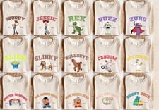 Image of Disney Toy Story Characters T-Shirt, Pixar Fan Retro EST Graphic Cartoon Tee
