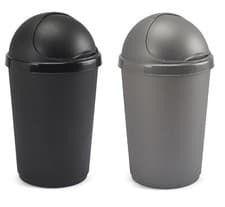 Image of 50L PLASTIC BULLET BIN RUBBISH WASTE DUST BINS OFFICE HOME LARGE & ROLL TOP LID