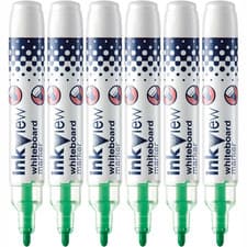 Image of Uni-Ball Inkview Whiteboard Marker Pens - Bullet Tip PWB-202 - Pack of 6 - Green