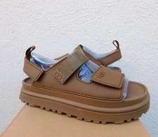 Image of UGG BROWN GOLDENGLOW PLATFORM STRAPPY SANDALS, YOUTH US 6 FITS WOMEN US 8 ~NIB