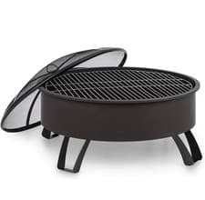 Image of Fire Bowl Firepit Garden BBQ Patio Heater Ø73cm Grill Grate Poker Black