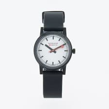 Image of Mondaine Essence Watch Black Rubber Swiss Railway 32mm MS132110RB