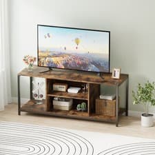 Image of TV Stand TV Console Storage Cabinet Rustic Brown For Living Room Up to 60" TV