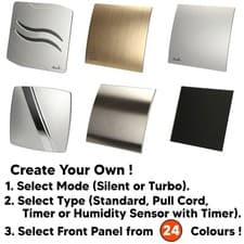 Image of Bathroom Extractor Fan 100mm / 4in Pull Cord Timer Humidity Sensor Silent Turbo
