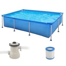 Image of Above Ground Pool Rectangular Large Swimming Pool Set 260 cm x 180 cm x 66 cm