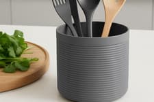 Image of Ribbed Design Kitchen Utensil Holder Pot, Utensil Basket, Cutlery Pot (DEL-0141)