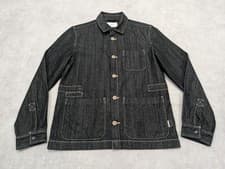 Image of Folk Jacket Mens S Denim Bomber Workwear Assembly Chore Utility Sz 2 Shacket