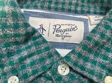 Image of Original Penguin Men's Jaspe Gingham Long Sleeve Button Down Shirt Medium Green