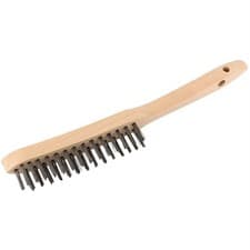 Image of Draper Wire Scratch Brush With Wood Handle & Hang Hole 2 Row 290mm Brown