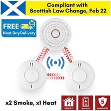 Image of Wireless Interlinked Smoke Heat Alarms 10 Year Battery Similar to HiSPEC