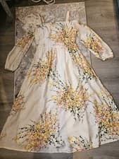 Image of Mint Velvet Floral Shoulders Off  Dress UK6