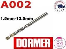 Image of Dormer A002 Drill Bit HSS Metric Jobber Tin Coated High Speed Steel Twist