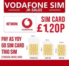 Image of VODAFONE Sim Card Pay As You Go PAYG STANDARD MICRO NANO BARGAIN PRICE