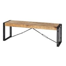 Image of UP-Cycled Industrial Style Dining Bench Made from Reclaimed Metal & Solid Wood