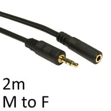 Image of 3.5Mm M Stereo Jack To 3.5Mm F Stereo Jack 2M Black Oem Cable