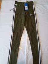 Image of Womens UK6 Adidas 3 Stripes Leggings Dust Green