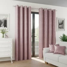 Image of 1 Pair Of ADDISON Eyelet Ring Top Header Ready Made Curtains 2 Colours