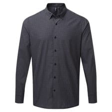 Image of Premier Maxton Mens Long Sleeve Check Shirts Easy Care Poplin Office Work Casual