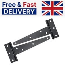Image of Heavy Duty T Hinges 200mm (8"), Steel, Rust-Resistant, Gates, Pack of 2, 4, 8