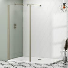 Image of Brushed Nickel Walk In Wet Room Shower Screen with Outer Frame 8mm Glass Panel