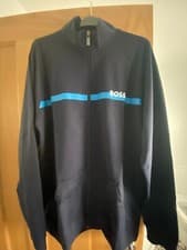 Image of BOSS Mens Authentic Jacket Z Zip-up Jacket in Cotton with Stripe and Logo XXL