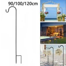 Image of 90/100/120cm Garden Shepherd's Crook Hooks for Garden Lights Metal Stake Hanger