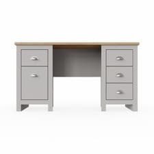 Image of CHOICEWARDROBE VARENO Grey Oak Computer Desk with Drawers Home Office Desk