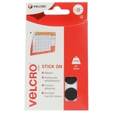 Image of VELCRO® Brand Stick On Coins 16mm x 16 Sets - Black