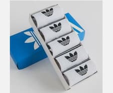 Image of Adidas Socks 5 Pairs Pack Cotton Mid-Tube Casual Socks Unisex 4.5-9.5UK