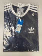 Image of Adidas Originals Retro Men’s Crew Neck Short Sleeve Cotton t Shirt Navy M New