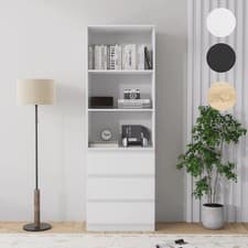 Image of 3 Tier Bookcase with Shelving Drawers for Storage Bookshelf Living Room Office