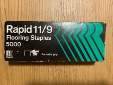 Image of Rapid Flooring Staples 11/9 5000, a few staples have been used from the pack.