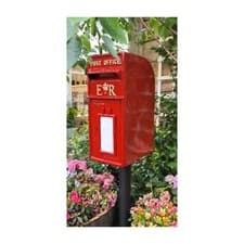 Image of Post Box Red ER with Lock Wall Mounted Royal Mail Design Mailbox Large Cast Iron