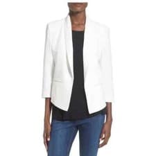 Image of Mural Women’s Curve Open Front Shawl Collar Padded Shoulder Blazer SZ XL White