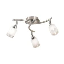 Image of Franklite 3 Silver Light Ceiling Lamp Fitting Chrome & Frosted Glass DP40023