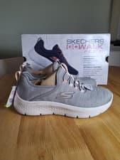 Image of Skechers Go Walk Flex Grey/pink Trainers Uk Size 4 BRAND NEW