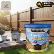 Image of 5 Litre Ronseal Fence Life Plus+ Paint - Dark Oak, UV Resistant & Quick Drying