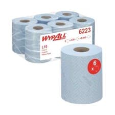 Image of WypAll L10 Food and Hygiene Centrefeed Paper Rolls 1 Ply Blue (Pack of 6) 6223